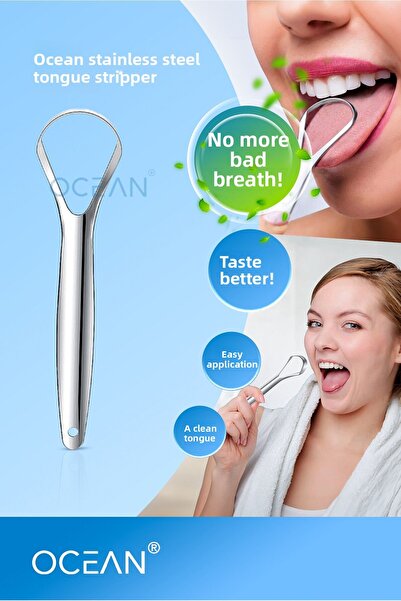 Ocean Tongue Cleaner Metal Hygienic Stainless Steel Tongue Stripper Cleaner