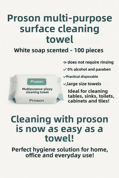 Proson Surface Cleaning Towels 100 Large Size - White Soap Scented