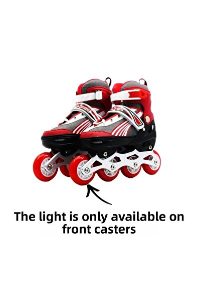 YILDIRIM OYUNCAK Silicone Roller Skates Adjustable Roller Skates Lighted Children's Skates - Set of 2 with Knee Pad and Elbow Pad Protection