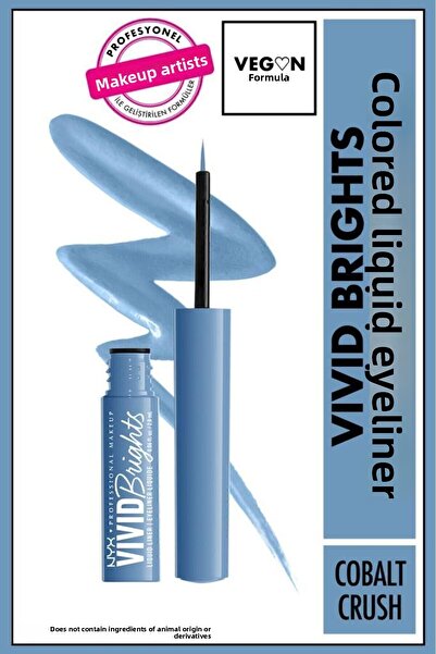 NYX Professional Makeup محدد عيون سائل فيفيد برايتس - أزرق بلون الكوبالت كراش