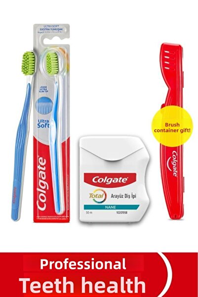 Colgate خيط تنظيف الأسنان فائق النعومة من كولجيت - 50 متر + علبة فرشاة هدية