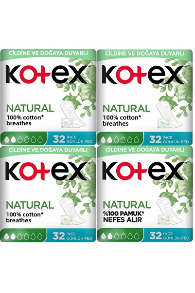 Kotex فوط يومية رفيعة طبيعية - 32 قطعة و4 فوط يومية منعشة