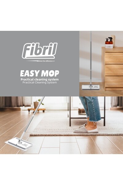 Fibril Πλατινένια Σφουγγαρίστρα Easy Mop, Πρακτικό Σύστημα Καθαρισμού, Επίπεδ...