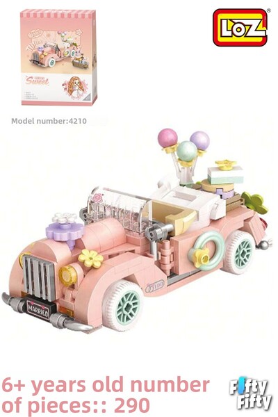Vagonlife سلسلة لوز ميني بلوك / سيارة وردية - LZ4210 (290 قطعة) مجموعة بناء ا...