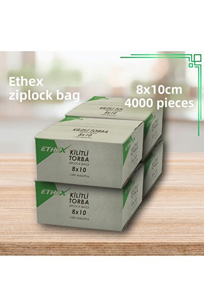Ethex كيس زيبلوك مخطط أحمر 8x10 سم 4000 قطعة (4 صناديق) - متوافق مع الطعام، م...
