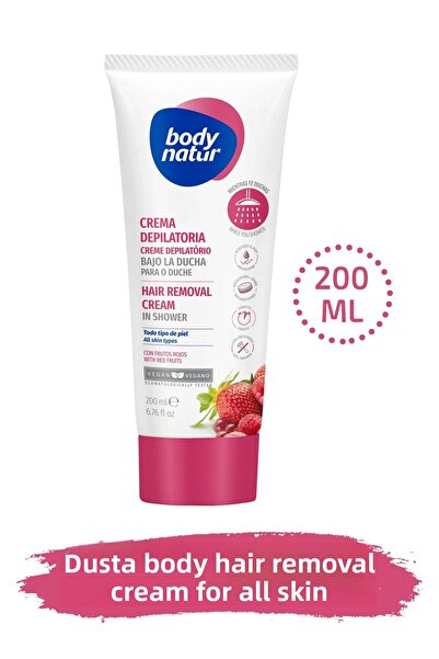 Body Natur Body Hair Removal Cream in Red Fruit Shower - 200ml Hair Removal C...