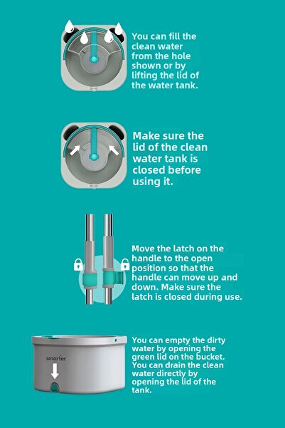 SMARTER Aqua Master 2 - Automatic Cleaning Kit with 2 Refills, Clean and Dirty Water Separation Feature