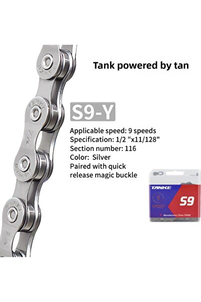 Choice سلسلة دراجة S9-Silvery TANKE S8 S9 S10 S11 S12 سلاسل دراجات الطرق الجبلية، سلسلة سرعة متغيرة 116/126L