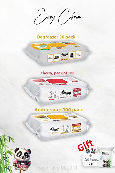 Sleepy مناشف تنظيف Sleepy 100 مع 30 قطعة من إضافات الصابون الكرزية والعربية ا...