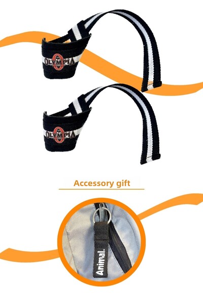 E-HSPORT Curea de ridicare Lifting Strap neagră și breloc