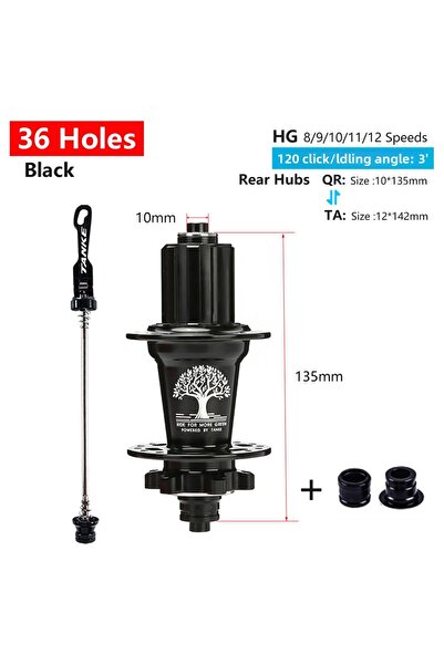 Choice 36H أسود QR-TA R TANKE 120 محور نقرة 6 محمل محور دراجة جبلية أمامي خلف...