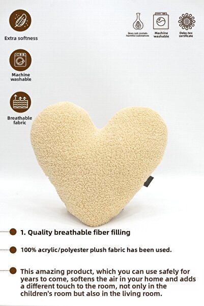 mordesign Teddy Fabric Decorative Plush Pillow - Super Soft Heart Pillow, Morteddy Series