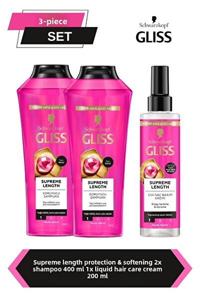 Gliss Supreme Length Shampoo 400 ml X 2 Pcs + Liquid Conditioner 200 ml