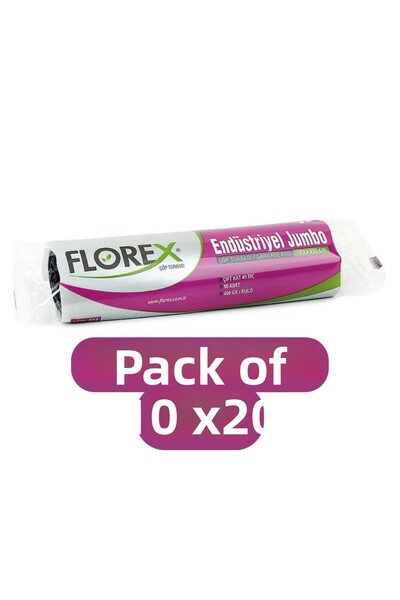 Florex Industrial Jumbo Size Garbage Bag 80x110 Cm 10 Pieces Roll Black 20 Rolls (200 Pieces 1 Box)
