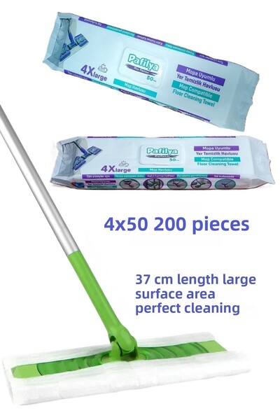 Pafilya منظف الأسطح للمناشف من موب - 4 عبوات تحتوي على 200 ورقة (4×50)
