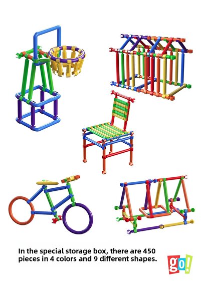 Go Toys Geometric Design Sticks 450 Pieces Intelligence Enhancing Design Educational Toy Geometric Sticks