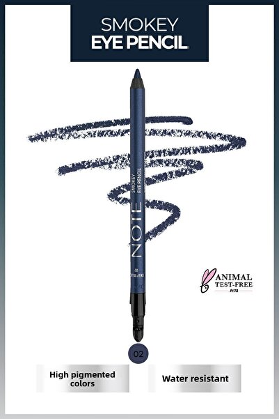 NOTE قلم سموكي مقاوم للماء - مع أداة توزيع المكياج، أزرق داكن - 02 أزرق غامق