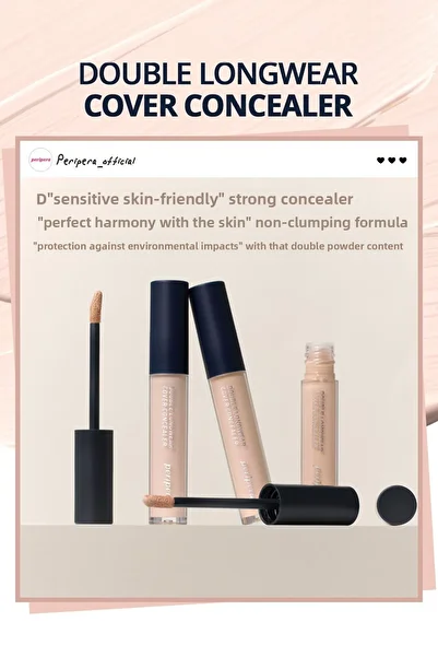 PERIPERA Peripera Double Longwear Cover Concealer - High Capacity, Lightweight Construction, All Daytime (0.5 Fair)