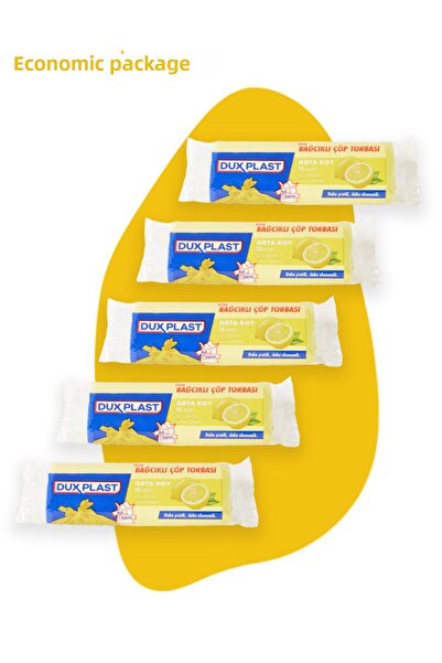 DuxPlast كيس قمامة برباط - حجم وسط برائحة الليمون 55×63 سم - 5 عبوات - 5×15= ...