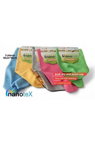 Nanotex Pachet de 5 cârpe din microfibră cu model de diamante, fără detergent...