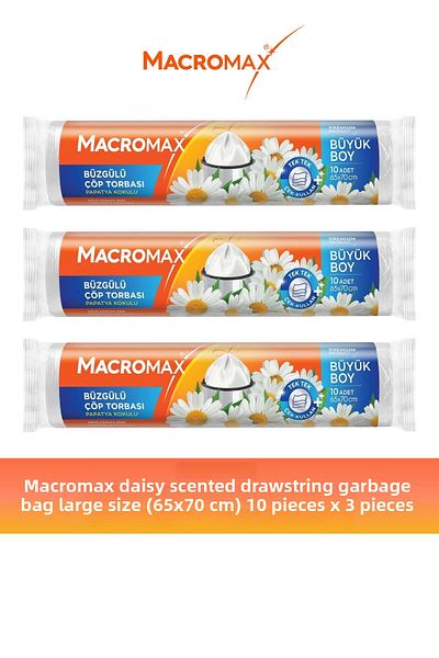 MACROMAX Drawstring Daisy Garbage Bag Large Size 10 X 3 Pieces
