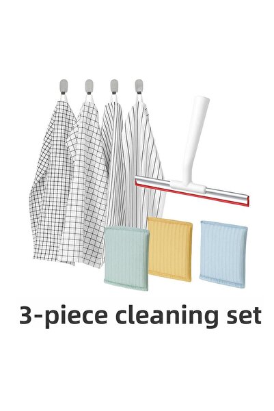 IKEA طقم تنظيف من 3 قطع | قطعة قماش تنظيف من 4 قطع من رينيغ + ممسحة زجاج من ل...