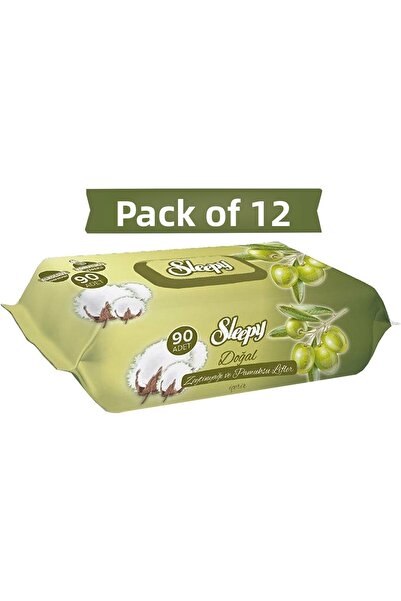 Sleepy منشفة أطفال مبللة بزيت الزيتون الطبيعي والقطن 12x90