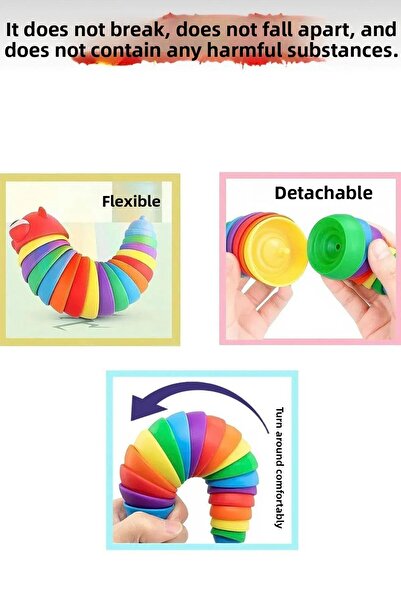 ERA Söktak Fun Stress and Anxiety Relief Intelligence Educational Colorful Children's Caterpillar Toy 15 Pieces