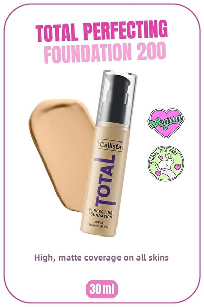 Callista Total Perfecting Spf 15 Matte Finish Intensive Coverage Foundation - 200 Beige - Very Light