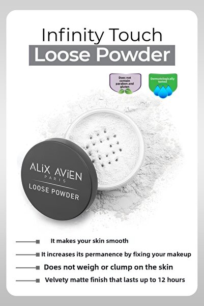 Alix Avien مسحوق مسحوق حريري - تأثير مثبت، لمسة نهائية غير لامعة - مسحوق فضفا...