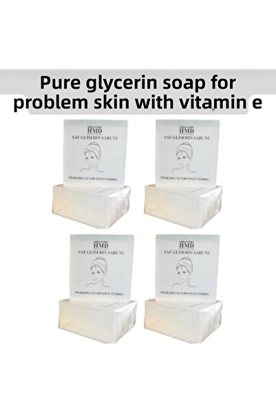 HMD BİTKİSEL KOZMETİK Glow Pure Glycerin Soap with Vitamin E for Problematic Skin, Repairing, Nourishing, Moisturizing, Natural and Transparent