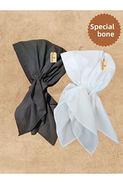 Tergek Bandana elastică din 2 bucăți, alb-negru, practică, pentru sport zilnic, acasă, bucătar, medic, asistentă, spital, chimioterapie, bonetă