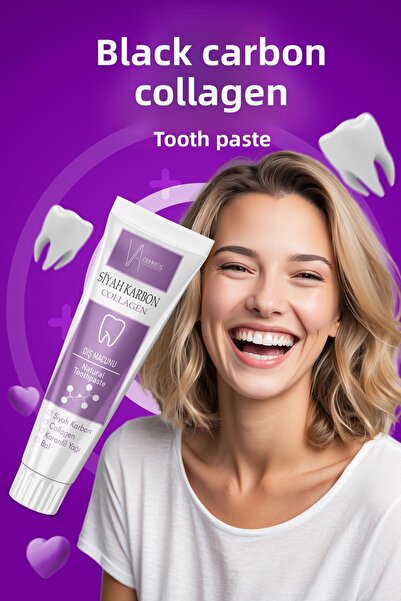 VA COSMETİC معجون أسنان مبيض بالكربون المنشط 100 مل