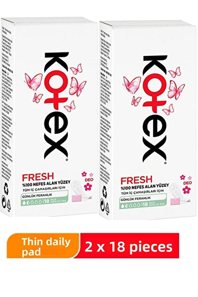 Kotex وسادة يومية رقيقة معطرة 18 قطعة 2 حزمة