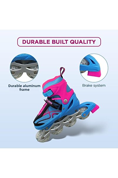 Endless Inline Adjustable Skates | Medium Size 34-38 Eur | Pink/blue | 70 Mm Pu Wheels