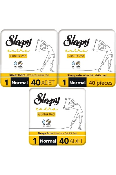 Sleepy 120 قطعة عادية من الفوط اليومية الإضافية - عبوة كبيرة (3 عبوات*40)