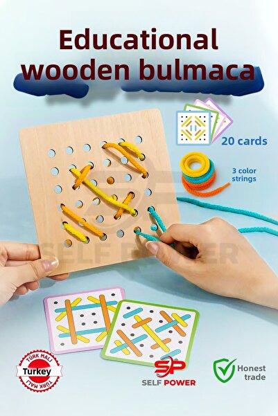 Self Power Wooden Lacing Board Puzzle, Educational, Develops Logic, for Ages ...