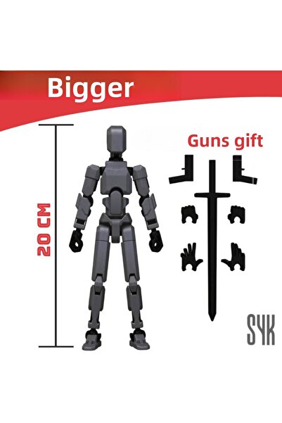 SYK Design (كبير) لعبة روبوت 20 دمية باللون الرمادي الداكن والأسود وجميع المف...