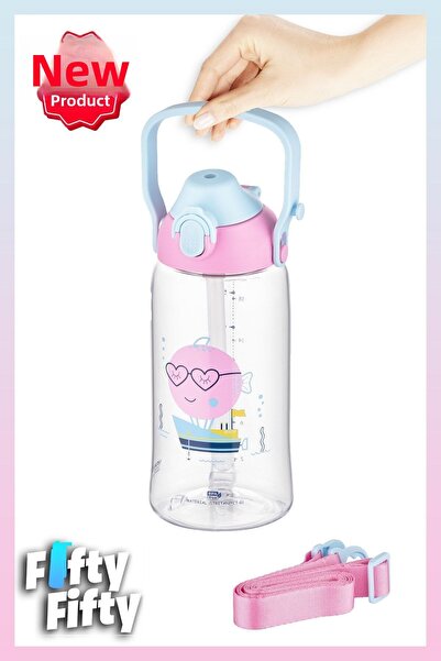 Uzspace زجاجة مياه تريتان بغطاء واحد سعة 730 مل للاستخدام المزدوج مع/بدون شفا...