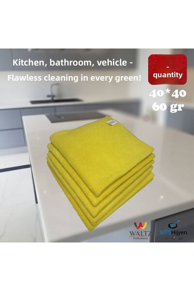 Waltz Set de 5 cârpe de curățare din microfibră premium GALBENE – 40x40 cm | ...