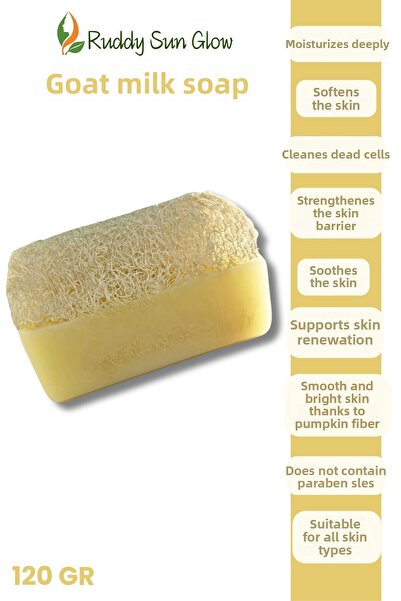 RUDDYSUN صابون حليب الماعز بخلاصة اليقطين طبيعي مصنوع يدويًا 120 جرام