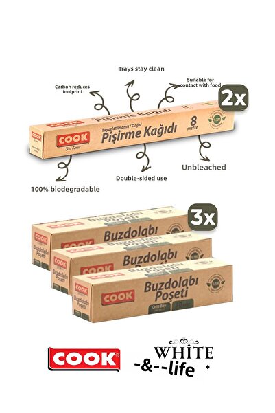 COOK 5 عبوات اقتصادية للغاية، 3 أكياس ثلاجة متوسطة الحجم 30 قطعة - 2 ورق خبز ...
