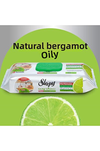 Sleepy منشفة تنظيف الأسطح بزيت البرغموت الطبيعي 50 ورقة سليبي