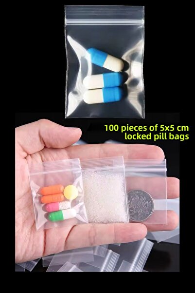 Özkan Ambalaj Temizlik 5 × 5 سم 100 قطعة حبوب منع الحمل حقيبة حمل صغيرة حقيبة...