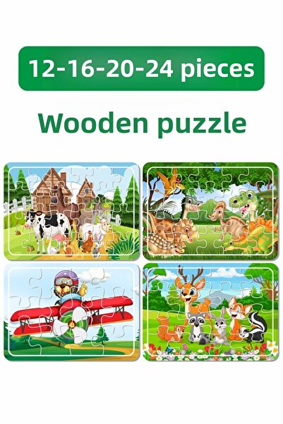 LİPYOS حيوانات لطيفة وديناصورات ودمية دب على متن طائرة مجموعة ألغاز خشبية مكو...