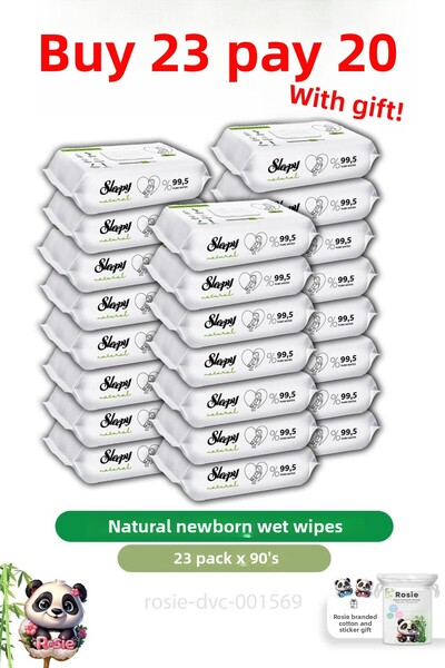 Sleepy مناديل مبللة طبيعية لحديثي الولادة - اشتري 23 وادفع 20 و90 قطعة وروزي