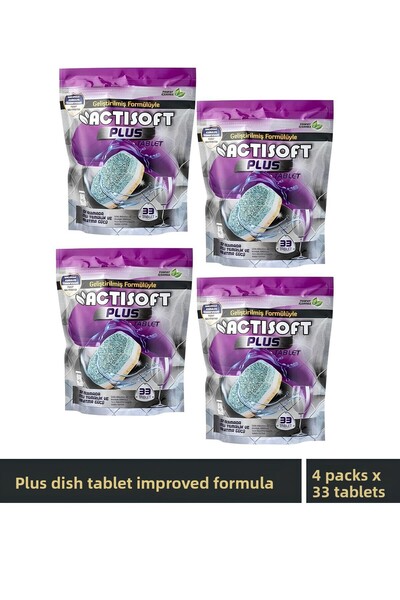 actisoft بالإضافة إلى أقراص غسالة الصحون خالية من الفوسفات 4 عبوات × 33 قطعة ...