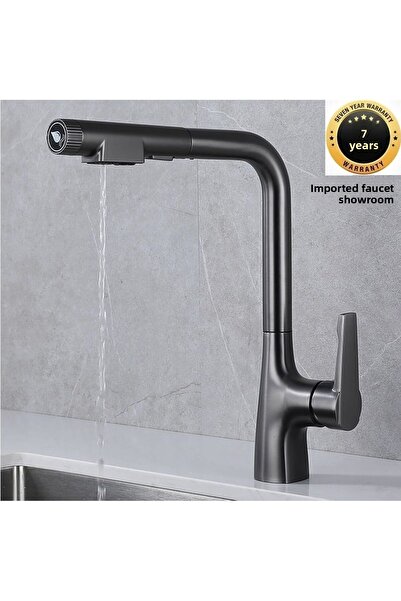 OEM 2025 New Black Spiral Fountain Kitchen Sink Faucet with Water Purifier Outlet, 7 Years Warranty