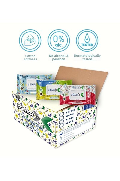 Minnax 120 منديل مبلل - 12 عبوة (1440 ورقة)