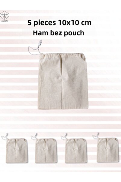 ALERSS 5 Pieces 10x10 Cm Raw Cloth Pouch - Engagement, Henna, Wedding, Semina...